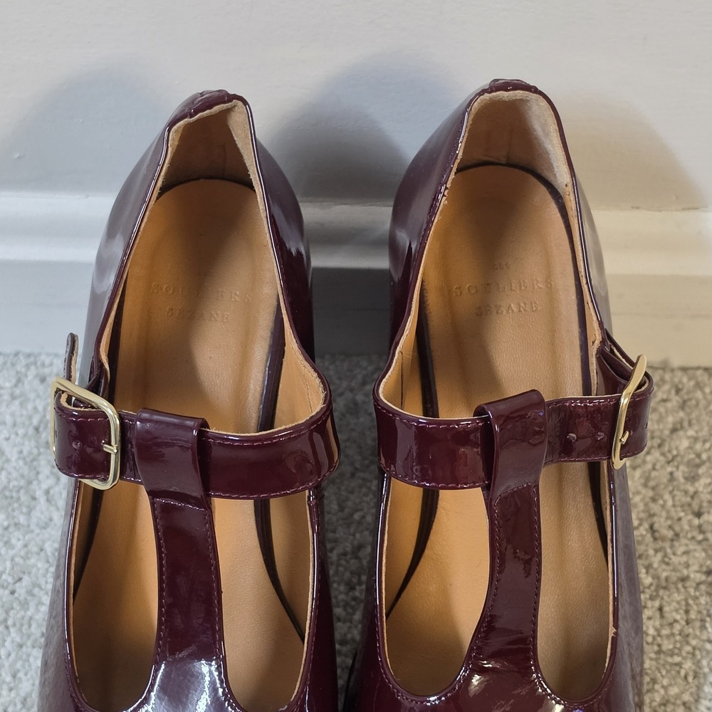 Sezane Monique Mary Jane Heels Burgundy Patent Leather Platform Pumps EU 39 - Picture 5 of 10